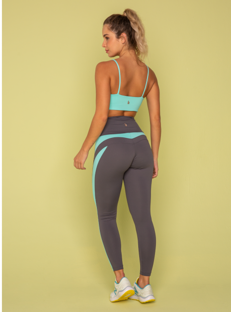 27 Grey and turquoise ankle length leggings