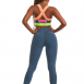 Blue and fluro ankle length leggings